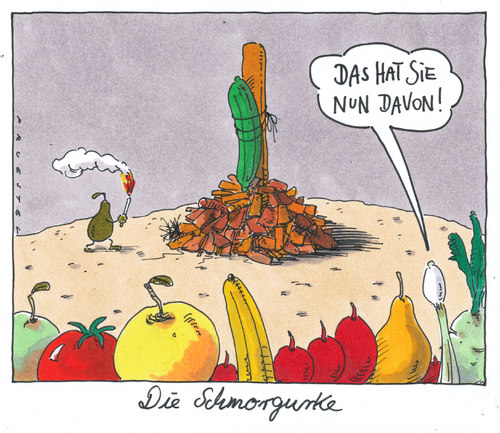 Cartoon: die schmorgurke (medium) by Andreas Prüstel tagged ehec,infektion,salatgurken,ehec,infektion,salatgurken,gurken,lebensmittel,gesundheit