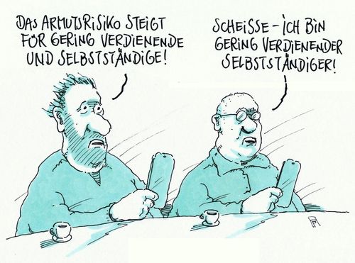 Cartoon: doppelrisiko (medium) by Andreas Prüstel tagged gering,verdienende,selbstständige,armutsrisiki,armut,alter,rente,cartoon,karikatur,andreas,pruestel,gering,verdienende,selbstständige,armutsrisiki,armut,alter,rente,cartoon,karikatur,andreas,pruestel