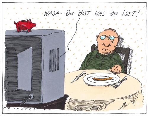 Cartoon: erkenntiss (medium) by Andreas Prüstel tagged tvwerbung,ernährung