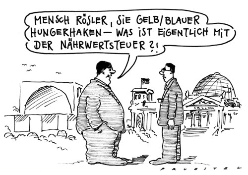 Cartoon: gabriels nachfrage (medium) by Andreas Prüstel tagged gabriel,spd,parteivorsitzender,rösler,fdp,steuern,steuersenkung,nährwert,gabriel,spd,parteivorsitzender,rösler,fdp,steuern,steuersenkung,nährwert