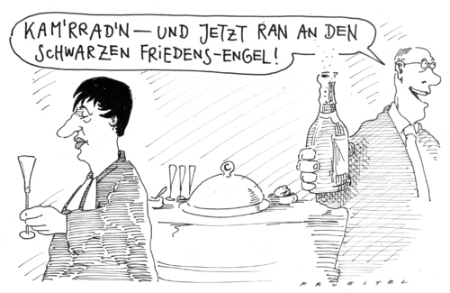 Cartoon: gefallener engel (medium) by Andreas Prüstel tagged margot,käßmann,ekd,ablehnung,des,afghanistaneinsatzes,margot,käßmann,ekd,ablehnung,des,afghanistaneinsatzes,afghanistan,einsatz,militär,krieg,verteidigung