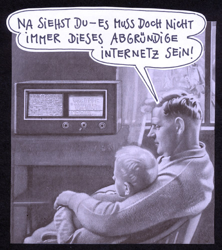 Cartoon: gemütlich (medium) by Andreas Prüstel tagged internet,rundfunk,familie,erziehung