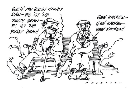 Cartoon: gesellige alt-böcke (medium) by Andreas Prüstel tagged handy,iphon,klingeltöne,senioren,handy,iphon,klingeltöne,senioren