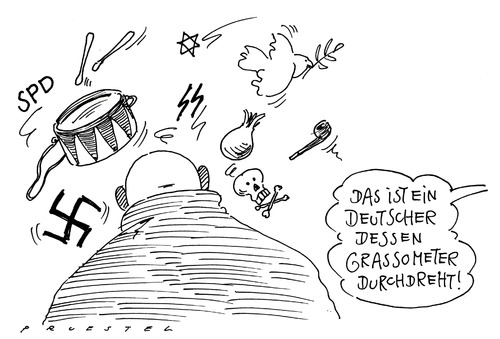 Cartoon: grassometer (medium) by Andreas Prüstel tagged grass,gedicht,israel,iran,reaktionen,günter grass,israel gedicht,günter,grass,israel,gedicht