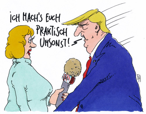 Cartoon: gratis-donald (medium) by Andreas Prüstel tagged usa,präsident,trump,präsidentengehalt,sexismus,cartoon,karikatur,andreas,pruestel,usa,präsident,trump,präsidentengehalt,sexismus,cartoon,karikatur,andreas,pruestel