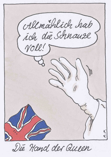 Cartoon: händisch (medium) by Andreas Prüstel tagged hände,london,großbritannien,thronjubiläum,queen,queen,thronjubiläum,großbritannien,london