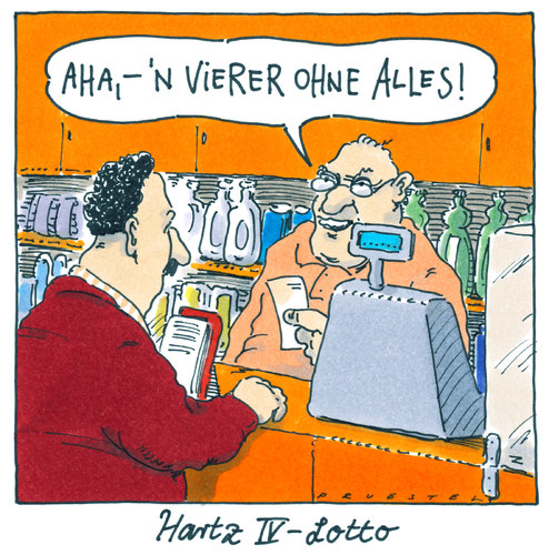 Cartoon: hartz IV lotto (medium) by Andreas Prüstel tagged hartz4,glücksspiel,einschränkungen,lotto,hartz4,glücksspiel,einschränkungen,lotto,hartz,arbeit,job,arbeitssuche