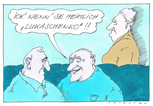 Cartoon: heimlich (medium) by Andreas Prüstel tagged weissrussland,lukaschenko,diktator,diktatur,russland,diktator,diktatur