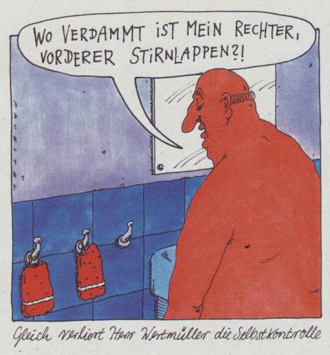 Cartoon: hirnlappen (medium) by Andreas Prüstel tagged hirnfunktionen,gehirn,gehirnlappen,lappen,bad,badezimmer,waschen,hygiene,hirn,kopf,biologie,funktion,hirnfunktionen,hirnfunktion,kontrolle,körper,selbstkontrolle,geisteszustand,gedächtnis,motor,verlust,alltag