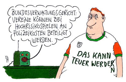 Cartoon: hochrisiko (medium) by Andreas Prüstel tagged fußballbundesliga,bundesverwaltungsgericht,kosten,hochrisikospiele,polizeiensätze,vereine,werder,bremen,cartoon,karikatur,andreas,pruestel,fußballbundesliga,bundesverwaltungsgericht,kosten,hochrisikospiele,polizeiensätze,vereine,werder,bremen,cartoon,karikatur,andreas,pruestel