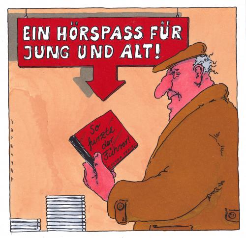 Cartoon: hörspass (medium) by Andreas Prüstel tagged hörbücher,hitler