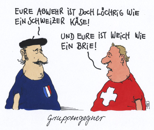 Cartoon: käsiges vorgeplänkel (medium) by Andreas Prüstel tagged fußballweltmeisterschaft,brasilien,gruppengegner,vorrunde,frankreich,schweiz,schweizer,käse,brie,abwehr,cartoon,karikatur,andreas,pruestel,fußballweltmeisterschaft,brasilien,gruppengegner,vorrunde,frankreich,schweiz,schweizer,käse,brie,abwehr,cartoon,karikatur,andreas,pruestel