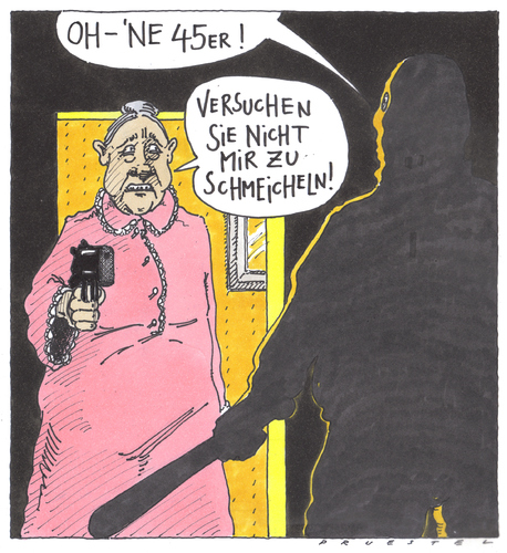 Cartoon: klare ansage (medium) by Andreas Prüstel tagged überfall,gewalt,senioren,mißverständnis,überfall,gewalt,senioren,mißverständnis,rentner,oma,opa,alter,kriminalität,verbrechen