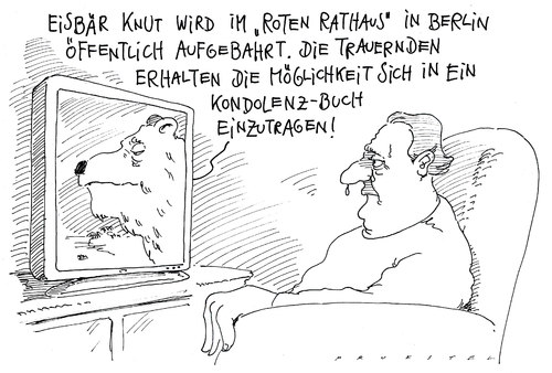Cartoon: knut (medium) by Andreas Prüstel tagged eisbär,tierpark,berlin,prominenz,trauer,eisbär,tierpark,berlin,prominenz,trauer,knut