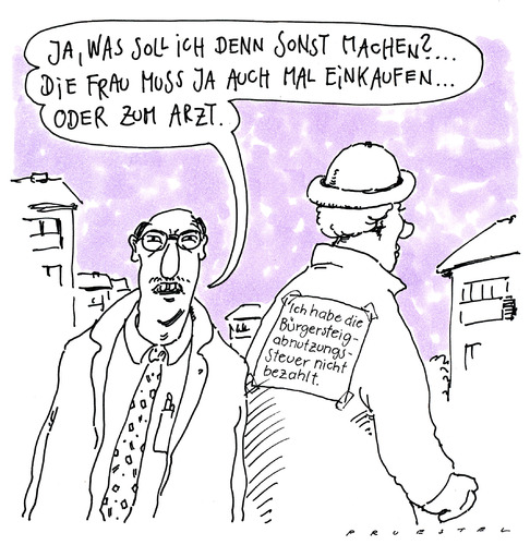 Cartoon: kommunalsteuer (medium) by Andreas Prüstel tagged kommunalsteuern,kreativität,geldmangel,kreativität,geldmangel,geld,steuer,abgaben,bürgersteig,gehweg