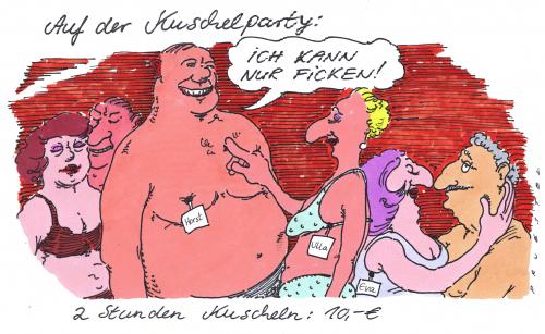 Cartoon: kuscheln (medium) by Andreas Prüstel tagged singel,party,einsamkeit