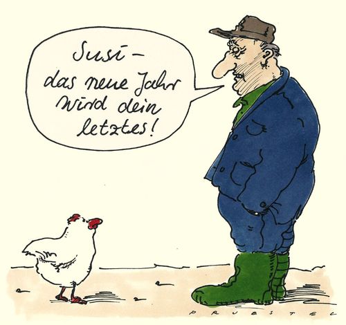 Cartoon: letztes jahr (medium) by Andreas Prüstel tagged bauer,landwirt,huhn,neues,jahr,letztes,susi,cartoon,karikatur,andreas,pruestel,bauer,landwirt,huhn,neues,jahr,letztes,susi,cartoon,karikatur,andreas,pruestel