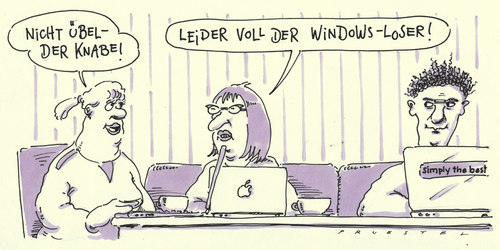Cartoon: loser (medium) by Andreas Prüstel tagged windows,apple,computer,laptop,windows,apple,computer,laptop,technik,technologie,verlierer,gewinner