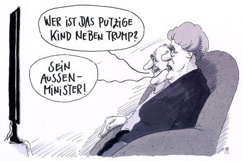 Cartoon: neben trump (medium) by Andreas Prüstel tagged usa,präsidentschaftswahlen,präsident,donald,trump,aussenminister,cartoon,karikatur,andreas,pruestel,usa,präsidentschaftswahlen,präsident,donald,trump,aussenminister,cartoon,karikatur,andreas,pruestel