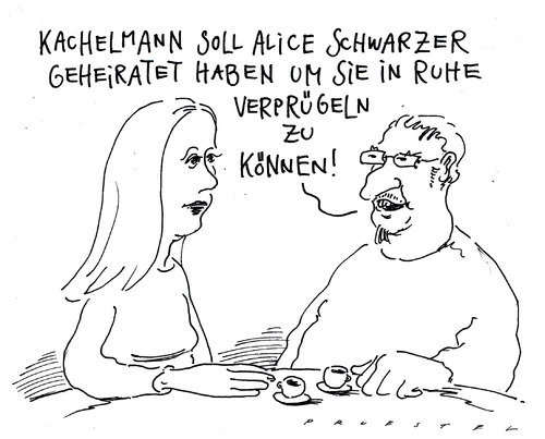 Cartoon: news (medium) by Andreas Prüstel tagged kachelmann,heirat,schwarzer,gerücht,kachelmann,heirat,schwarzer,gerücht