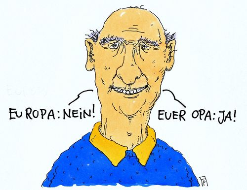 Cartoon: opa (medium) by Andreas Prüstel tagged europa,eu,europaskepsis,opa,cartoon,karikatur,andreas,pruestel,europa,eu,europaskepsis,opa,cartoon,karikatur,andreas,pruestel