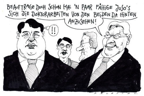 Cartoon: o.t. (medium) by Andreas Prüstel tagged doktorarbeit,steinmeier,gabriel,rösler,westerwelle,spd,fdp,doktorarbeit,steinmeier,gabriel,rösler,westerwelle,fdp,spd,guttenberg