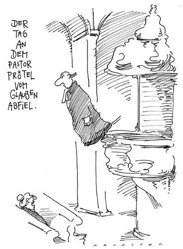 Cartoon: pastor prötel (medium) by Andreas Prüstel tagged kirche,pastor,glaube,unglaube,kirche,pastor,glaube,unglaube,religion,bibel,gott