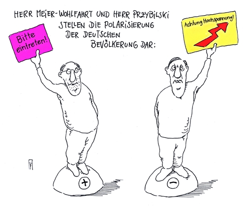 Cartoon: polarisierung (medium) by Andreas Prüstel tagged flüchtlinge,flüchtlingszuwanderung,willkommenskultur,fremdenfeindlichkeit,fremdenhass,bevölkerung,cartoon,karikatur,andreas,pruestel,flüchtlinge,flüchtlingszuwanderung,willkommenskultur,fremdenfeindlichkeit,fremdenhass,bevölkerung,cartoon,karikatur,andreas,pruestel