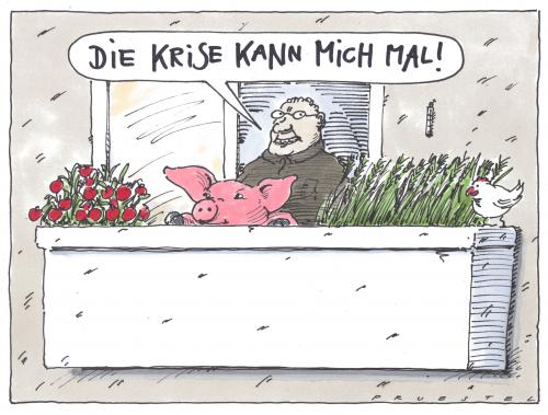 Cartoon: pragmatisch (medium) by Andreas Prüstel tagged wirtschaftskrise,selbstversorgung,balkon