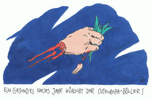 Cartoon: prost neujahr (medium) by Andreas Prüstel tagged silvester,jahreswechsel,böller,osteuropa,silvester,jahreswechsel,böller,osteuropa