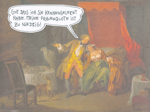 Cartoon: quotenerhöhung (medium) by Andreas Prüstel tagged frauenquote,malerei,jean,baptiste,pater,frauenquote,malerei,jean,baptiste,pater