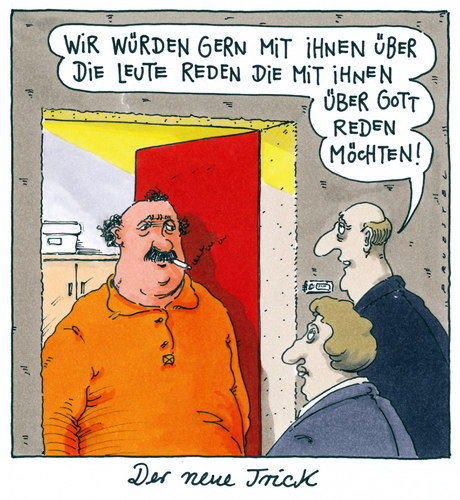 Cartoon: reden (medium) by Andreas Prüstel tagged gott,glaube,belästigung,gott,glaube,belästigung,religion