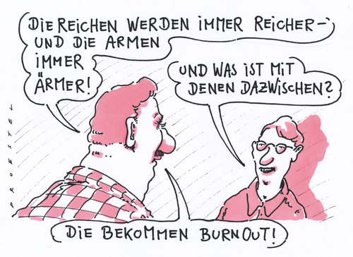 Cartoon: rosige aussichten (medium) by Andreas Prüstel tagged reich,arm,gesellschaftsspaltung,burnout,arm,gesellschaftsspaltung,burnout