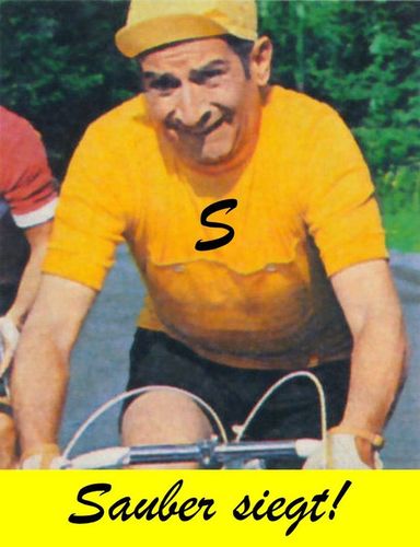 Cartoon: sauber (medium) by Andreas Prüstel tagged tour,de,france,gelbes,trikot,doping,louis,funes,cartoon,collage,andreas,pruestel