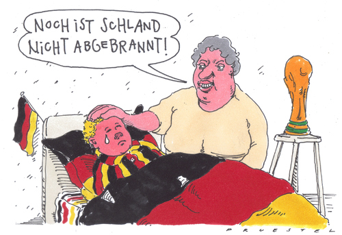 Cartoon: schland (medium) by Andreas Prüstel tagged fußballweltmeisterschaft,vorrunde,niederlage,deutschland,vorrunde,niederlage,deutschland,wm,weltmeisterschaft,2010,fans,verlieren