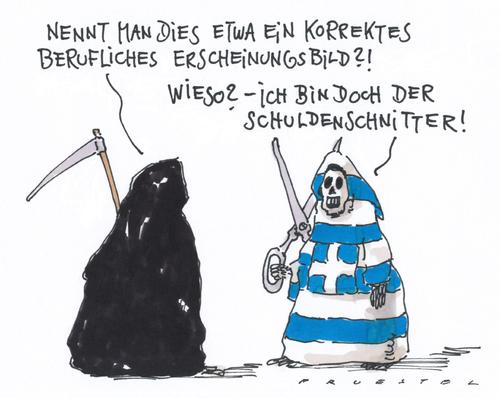 Cartoon: schuldenschnitt (medium) by Andreas Prüstel tagged staatsbankrott,schuldenschnitt,eurokrise,griechenland