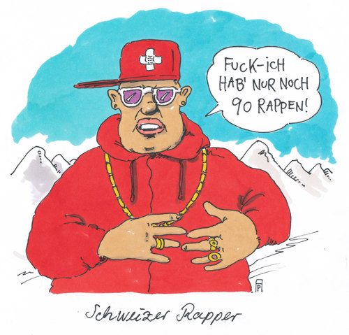 Cartoon: schweizer rapper (medium) by Andreas Prüstel tagged rapper,schweiz,münzeinheit,schweizerwährung,hartgeld,rapper,schweiz,münzeinheit,schweizerwährung,hartgeld
