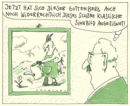 Cartoon: sinnbild (medium) by Andreas Prüstel tagged guttenberg,euposten,internetfreiheit,bock,gärtner,guttenberg,eu,bock,gärtner