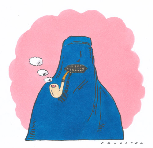 Cartoon: smoking special (medium) by Andreas Prüstel tagged burka,rauchen,pfeife,burka,rauchen,pfeife,religion,islam
