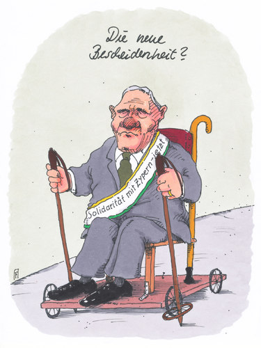 Cartoon: sparschäuble (medium) by Andreas Prüstel tagged finanzminister,wolfgang,schäuble,hilfspaket,zypern,eu,sparkurs,bescheidenheit,cartoon,karikatur,andreas,prüstel,zypernhilfe,staatspleite,finanzminister,wolfgang,schäuble,hilfspaket,zypern,eu,sparkurs,bescheidenheit,cartoon,karikatur,andreas,prüstel,zypernhilfe,staatspleite