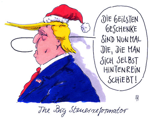 Cartoon: steuerreformator (medium) by Andreas Prüstel tagged usa,trump,steuerreform,begünstigung,geschenk,weihnachten,cartoon,karikatur,andreas,pruestel,usa,trump,steuerreform,begünstigung,geschenk,weihnachten,cartoon,karikatur,andreas,pruestel