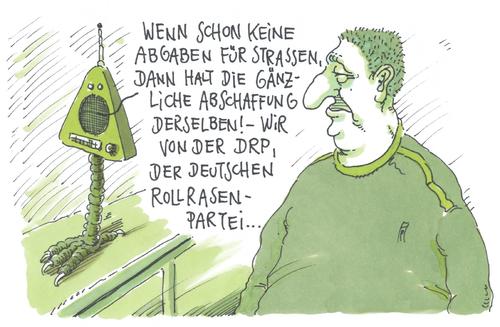 Cartoon: strassenabgabe (medium) by Andreas Prüstel tagged sonderabgabe,straßengebühr,autofahrer,ministerpräsident,albig,schleswig,holstein,rollrasen,straßenabschaffung,cartoon,karikatur,andreas,pruestel,sonderabgabe,straßengebühr,autofahrer,ministerpräsident,albig,schleswig,holstein,rollrasen,straßenabschaffung,cartoon,karikatur,andreas,pruestel