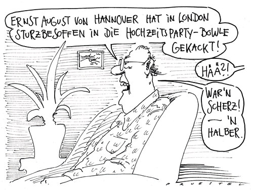 Cartoon: the day after (medium) by Andreas Prüstel tagged royalhochzeit,london,party,ernstaugust,royal wedding,london,party,ernst august,royal,wedding,ernst,august
