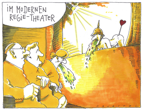 Cartoon: theater-abo (medium) by Andreas Prüstel tagged regietheater,bühne,dramatik,theaterabonnement,erste,reihe,bühne,dramatik,reihe,theater,regie,zuschauer,unterhaltung,freizeit,schauspieler,brechen,übergeben,modern