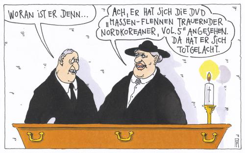 Cartoon: todesursache (medium) by Andreas Prüstel tagged tod,todesursache,aufbahrung,sarg,totlachen,nordkorea,trauer,dvd,witwe,cartoon,andreas,pruestel,tod,todesursache,aufbahrung,sarg,totlachen,nordkorea,trauer,dvd,witwe,cartoon,andreas,pruestel