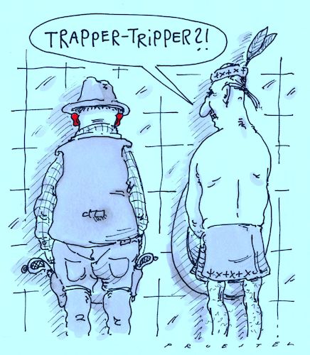 Cartoon: trapper fatal (medium) by Andreas Prüstel tagged karneval,kostüme,trapper,indianer,tripper,cartoon,karikatur,andreas,pruestel,karneval,kostüme,trapper,indianer,tripper,cartoon,karikatur,andreas,pruestel