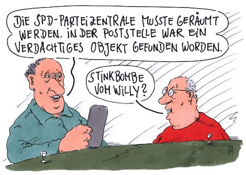 Cartoon: verdächtiges objekt (medium) by Andreas Prüstel tagged spd,parteizentrale,räumung,verdächtiges,paket,stinkbombe,willy,brandt,parteiprogramm,bundestagswahl,cartoon,karikatur,andreas,pruestel,spd,parteizentrale,räumung,verdächtiges,paket,stinkbombe,willy,brandt,parteiprogramm,bundestagswahl,cartoon,karikatur,andreas,pruestel