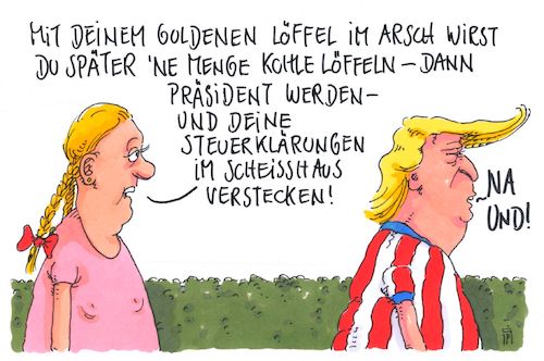 Cartoon: vorausage (medium) by Andreas Prüstel tagged trump,steuererklärungen,goldener,löffel,cartoon,karikatur,andreas,pruestel,trump,steuererklärungen,goldener,löffel,cartoon,karikatur,andreas,pruestel