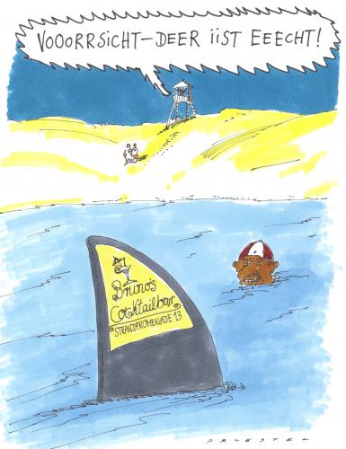 Cartoon: warnung (medium) by Andreas Prüstel tagged werbung,hai,baden,strand