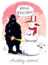 Cartoon: warmer anschlag (small) by Andreas Prüstel tagged winter,schneemann,anschlag,ererwärmung,klimawandel,cartoon,karikatur,andreas,pruestel
